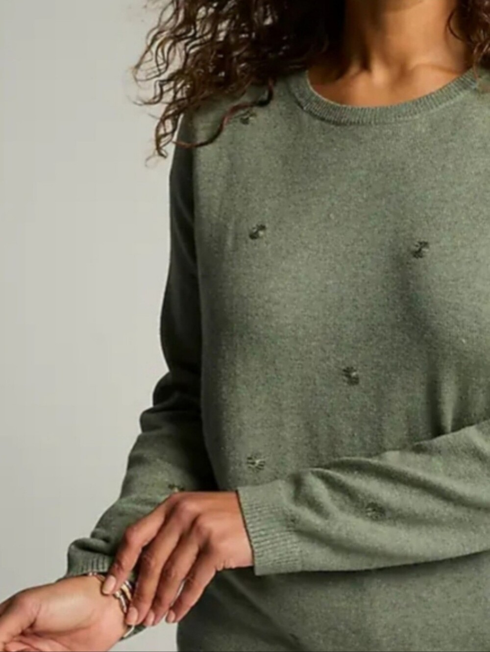 J.JILL soft SWEATER size  large EMBROIDERED brand new SAGE GREEN
